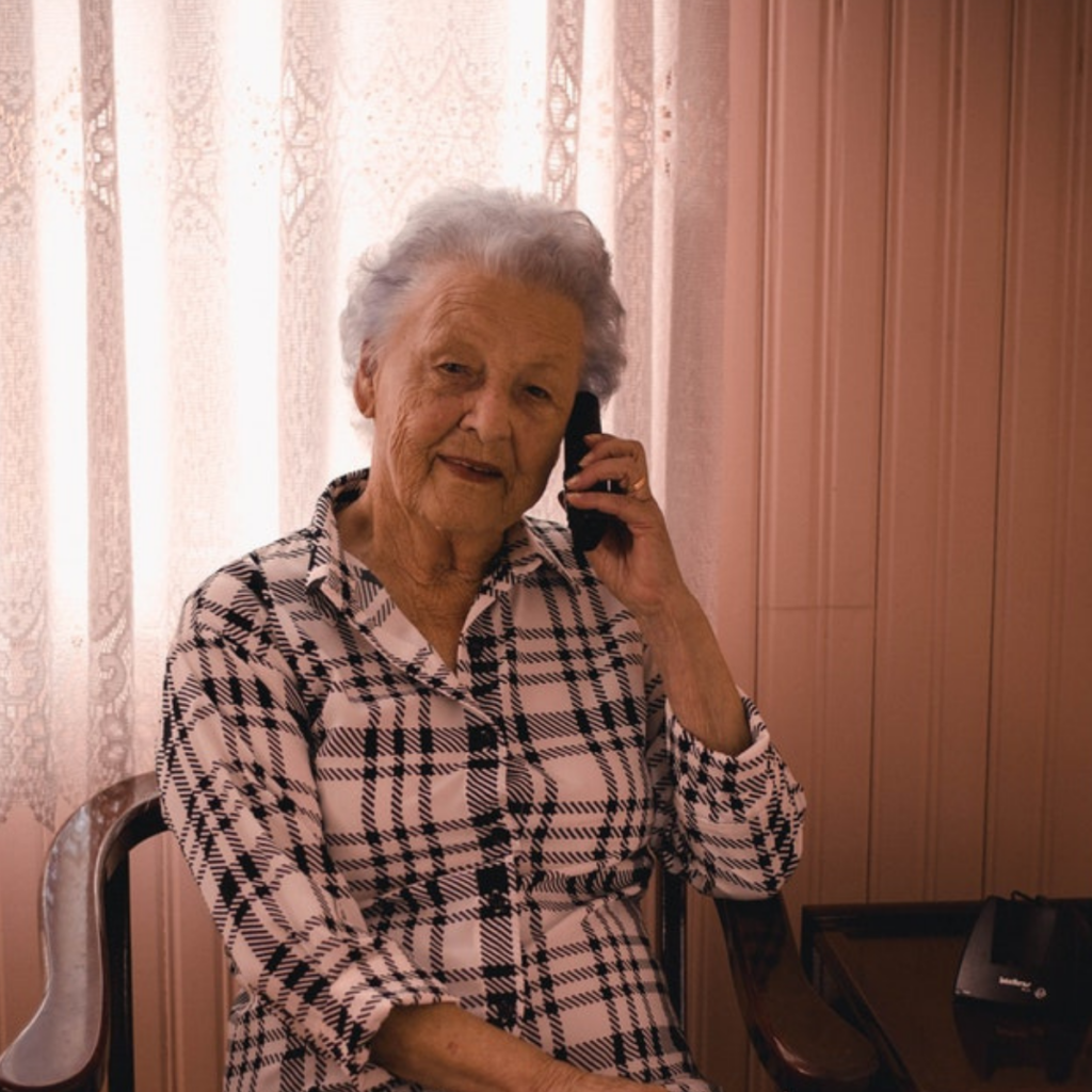 Elderly lady on mobile phone