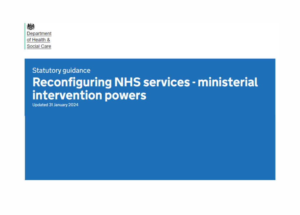 Reconfiguring NHS services statutory guidance