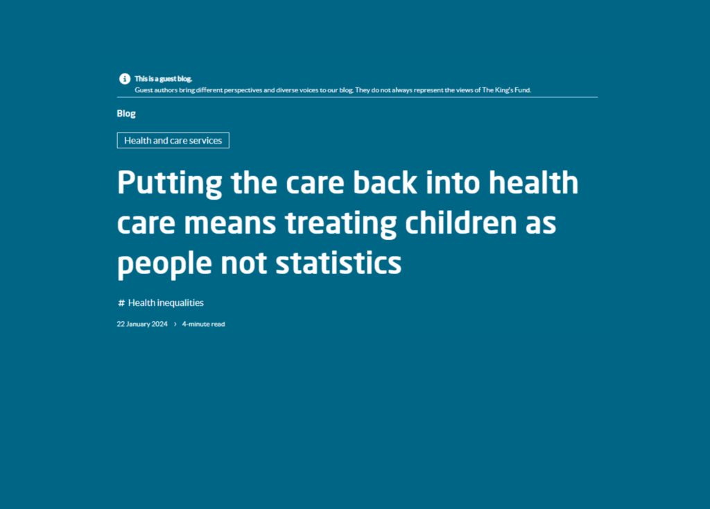 Putting the care back into health care. BLOG front