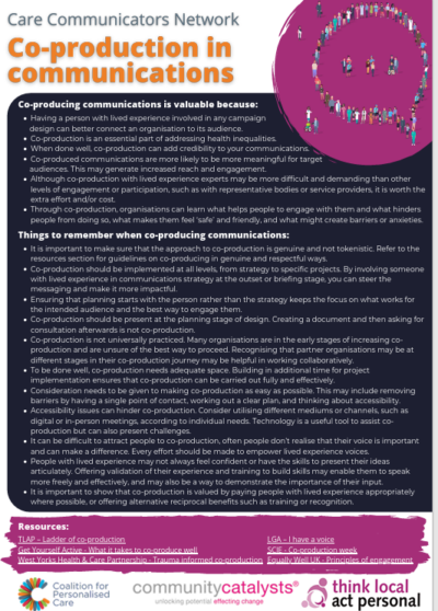 Co-production in communications poster