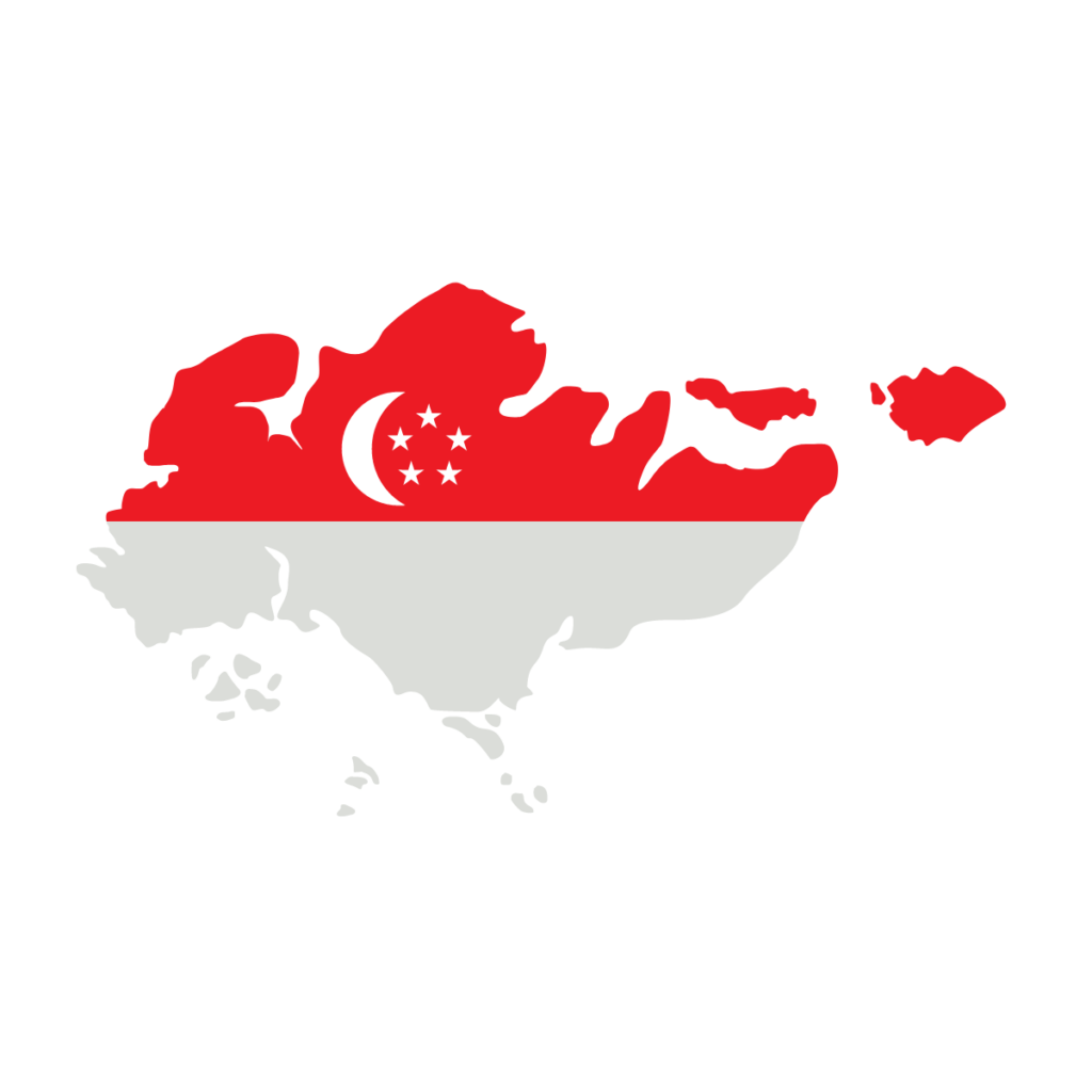 Map with Singapore flag