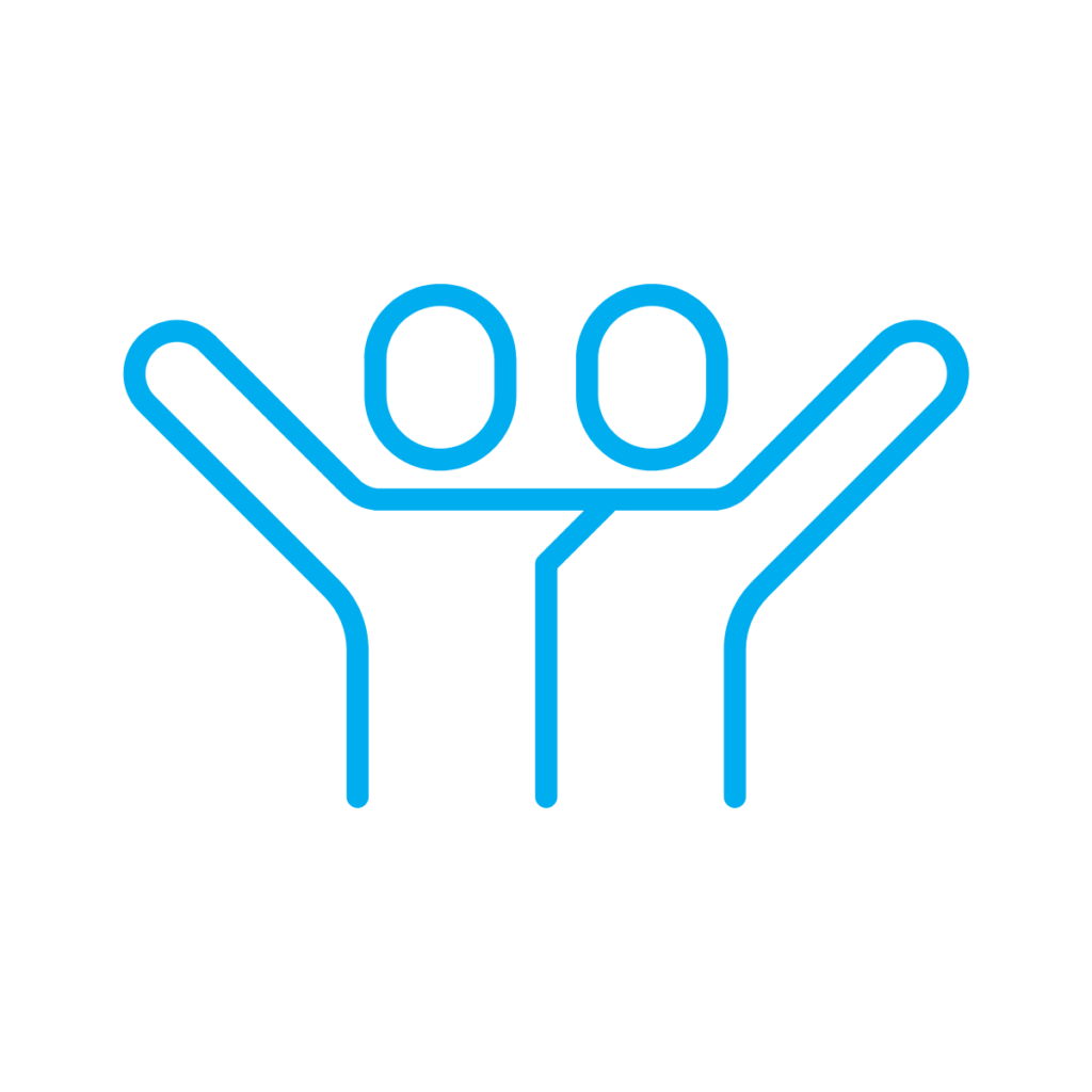 Blue people with their arms around each other