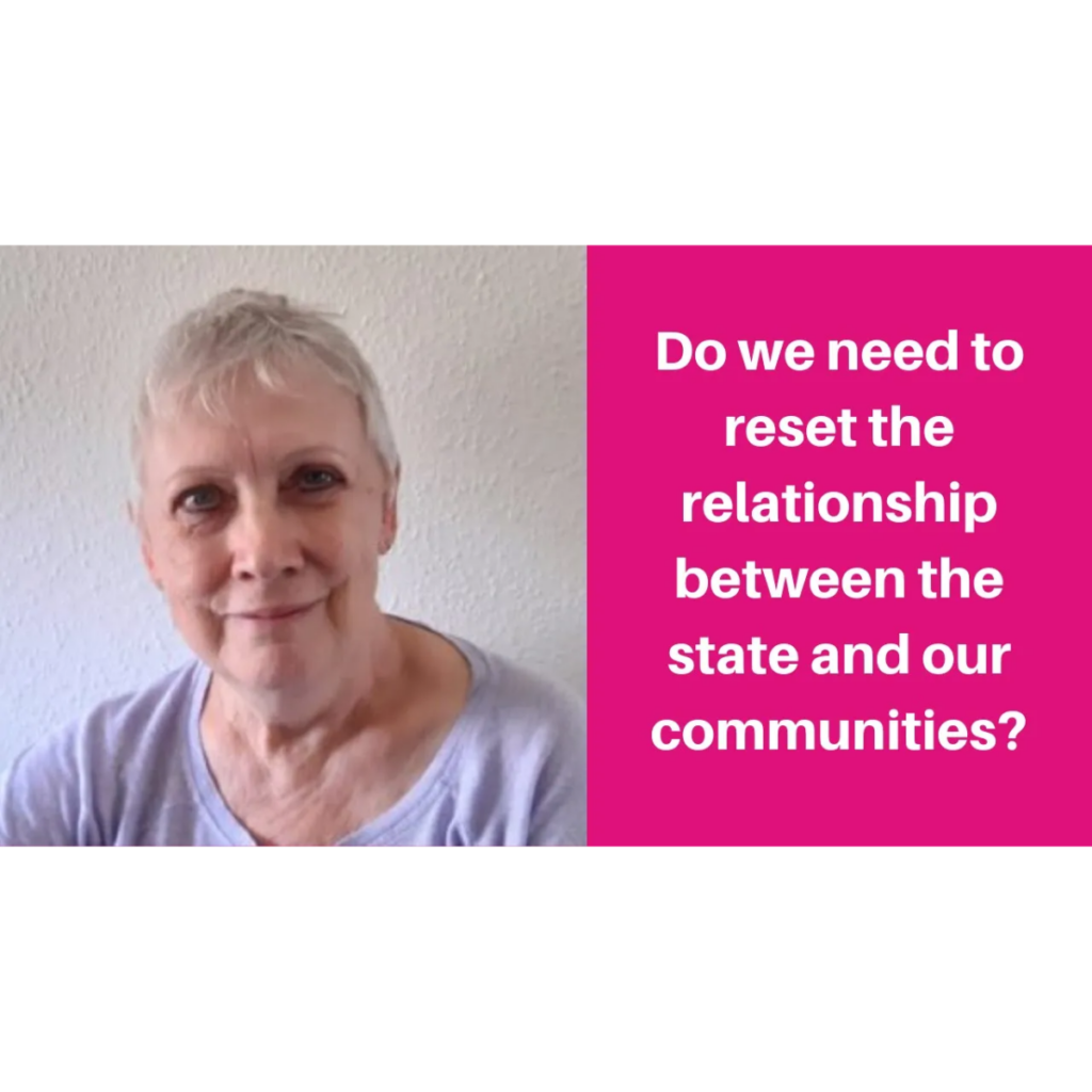 Photo of Sian Lockwood with text reading 'do we need to reset the relationship between the state and our communities?'