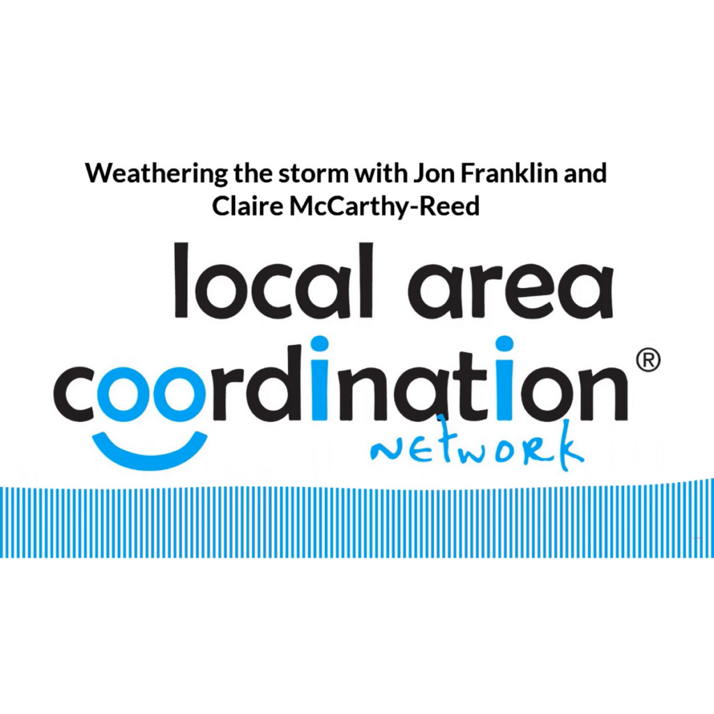 Image from 'weathering the storm' podcast series, reading 'with Jon Franklin and Claire McCarthy-Reed'