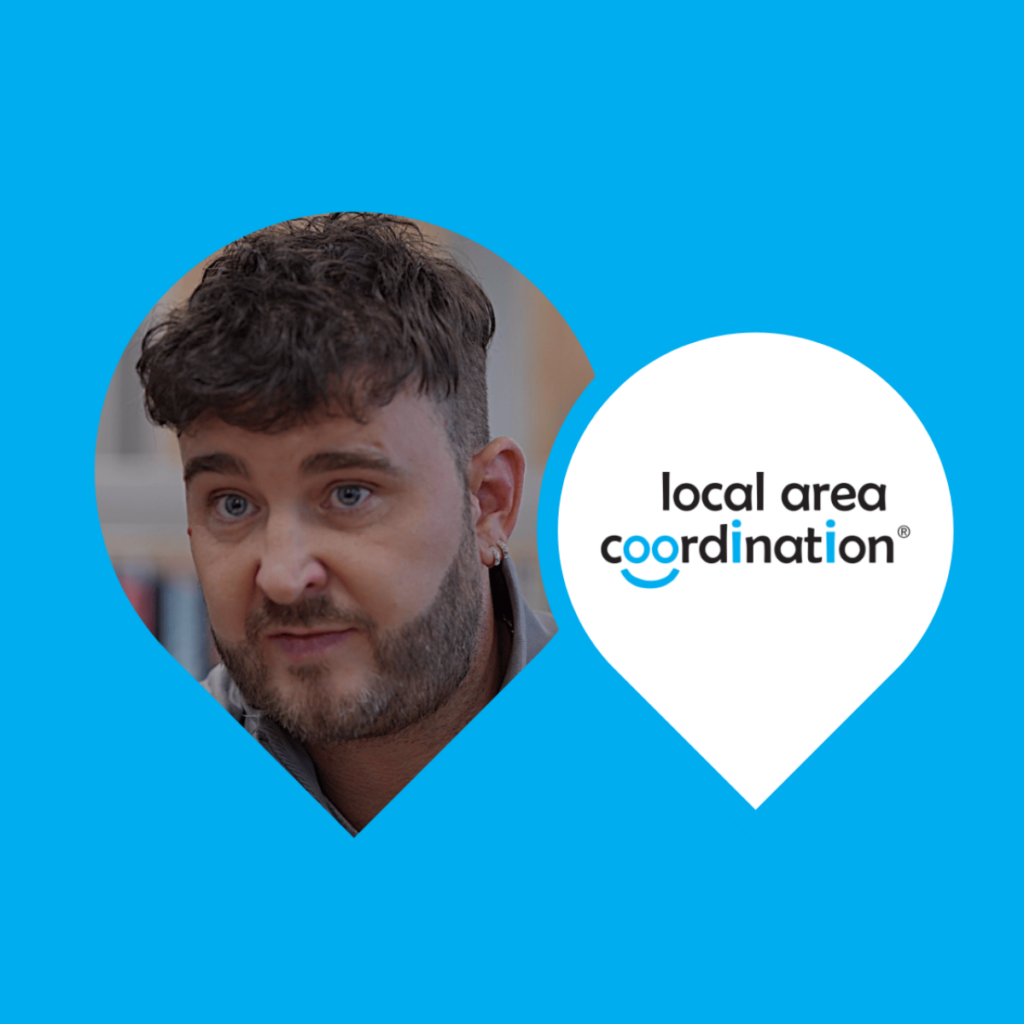 Picture of Chris next to Local Area Coordination logo