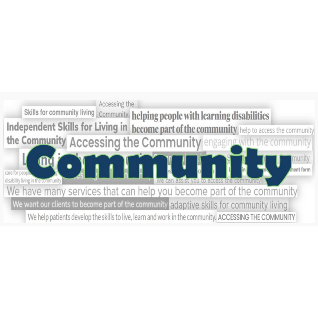 Word 'community' on newspaper cuttings