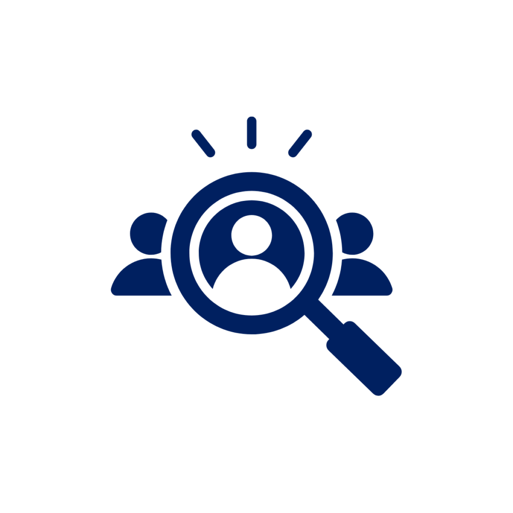 Image of magnifying glass over person