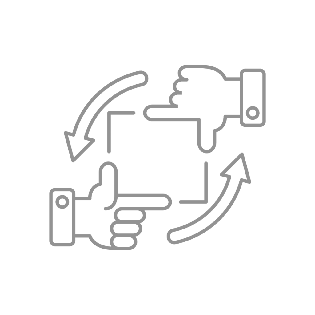 Illustration of hands and arrows to represent 'redefining'