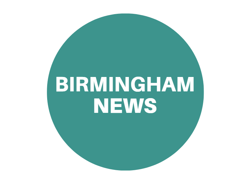 Green circle reading 'Birmingham news'