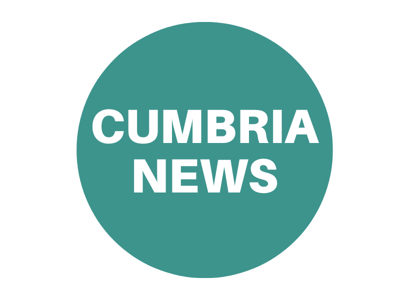 Green circle reading 'Cumbria news'