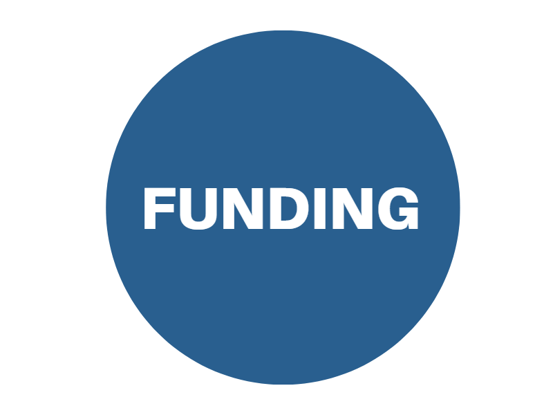 Blue circle reading 'funding'