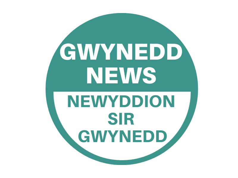 Green circle reading 'Gwynedd news'