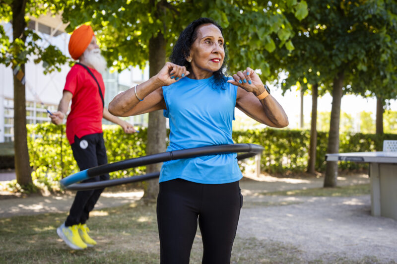 Woman hula hooping