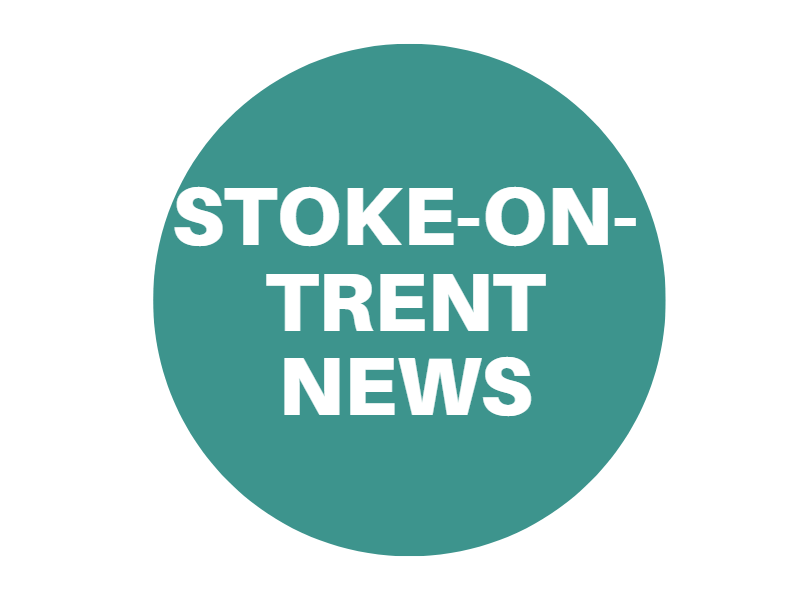 Green circle reading 'Stoke-on-Trent news'