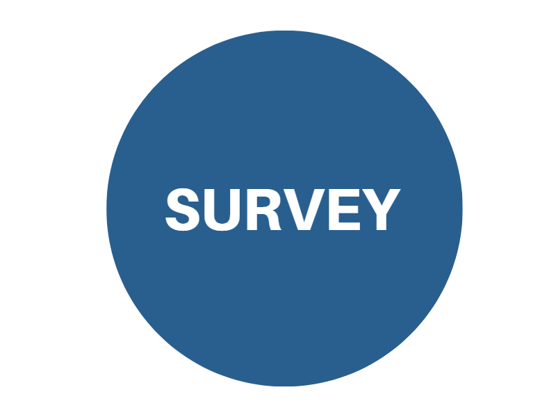Blue circle reading 'survey'