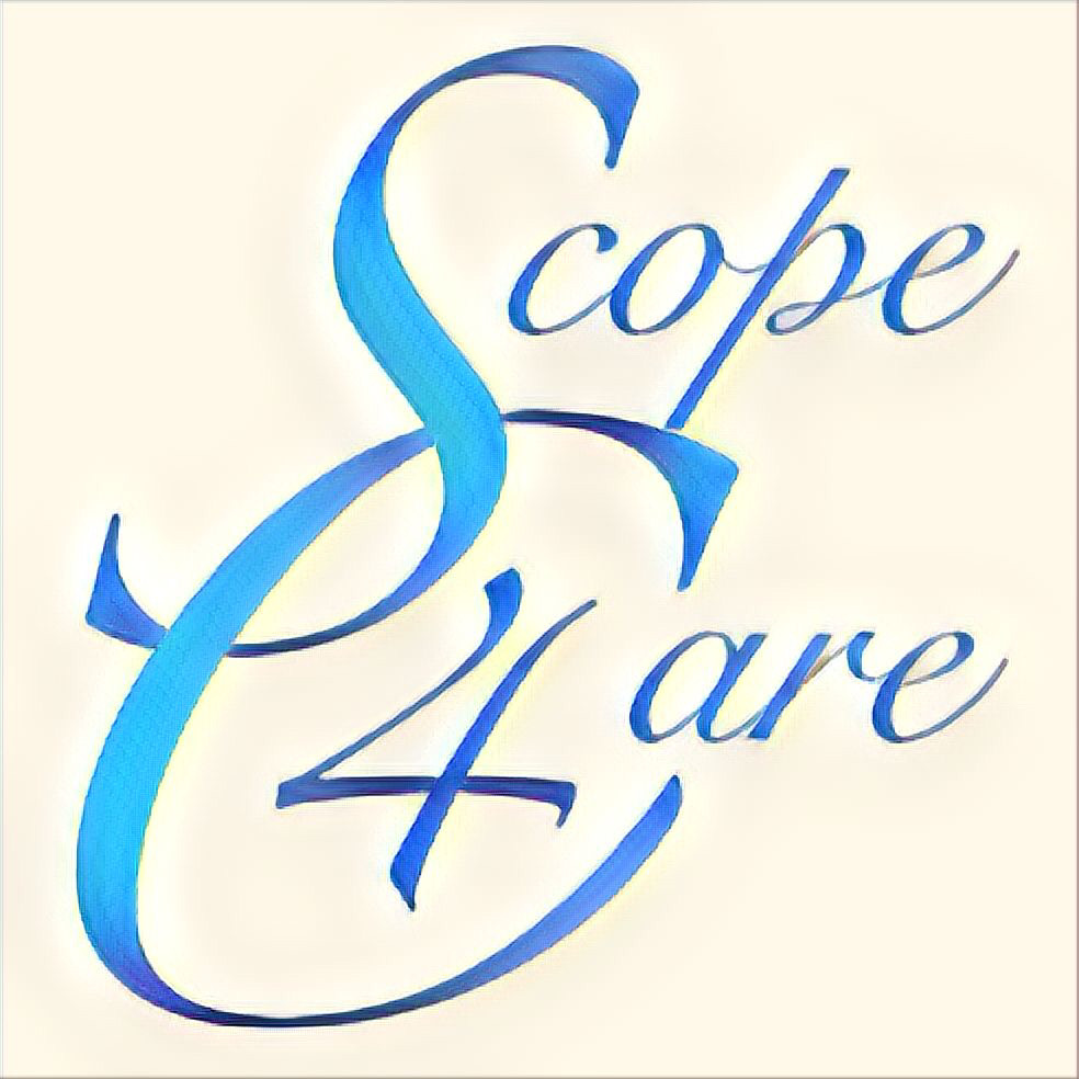 Logo has blue text with name of enterprise 'Scope 4 Care'