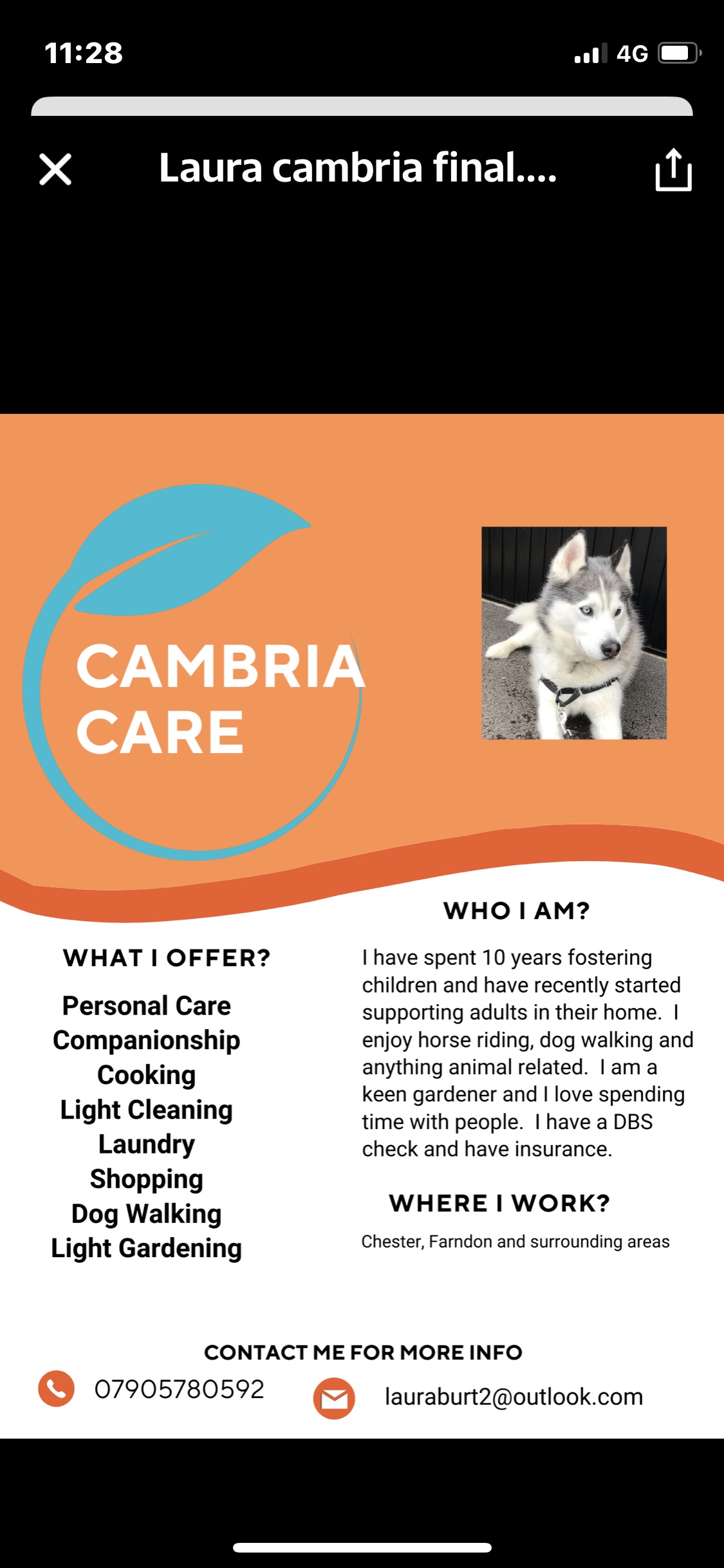 Cambria Care flyer