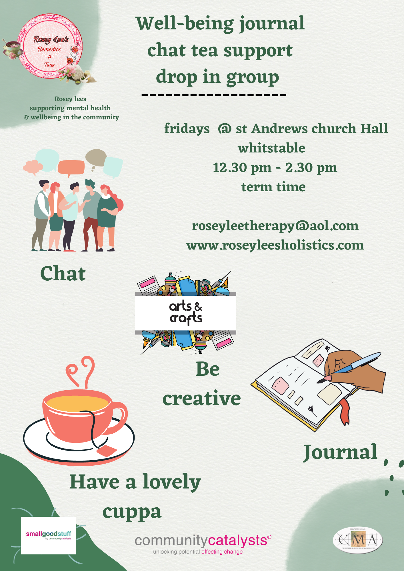Journaling  chat Tea wellbeing support group
