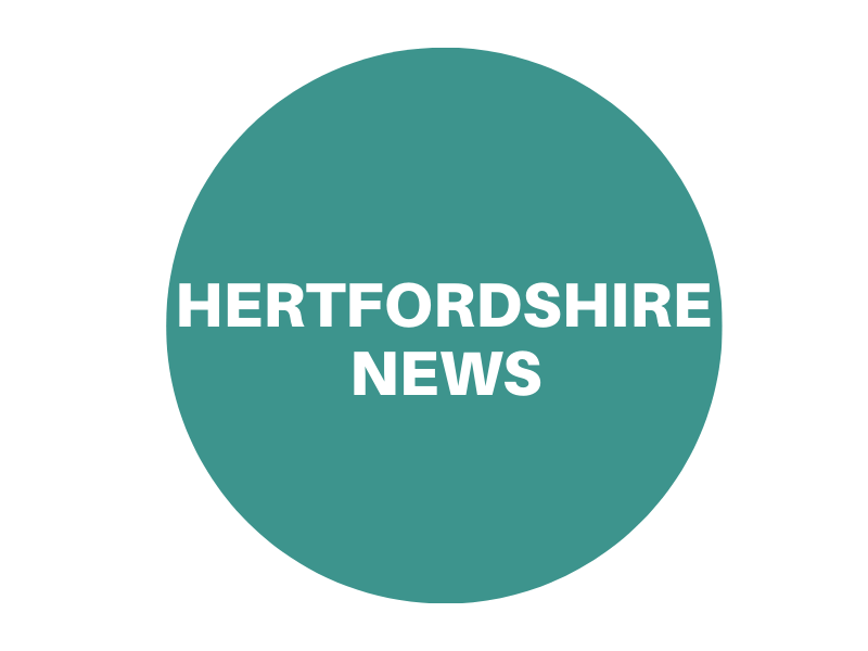 Green circle reading 'Hertfordshire news'