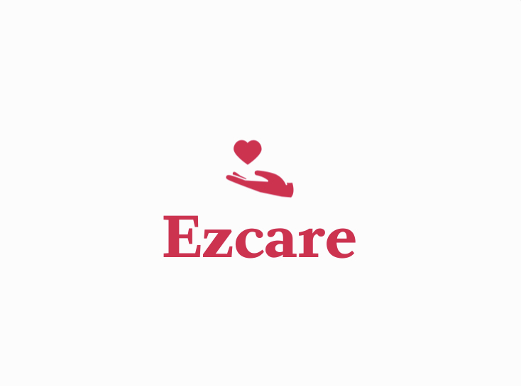 Pink writing reading 'Ezcare' with picture of hand and heart
