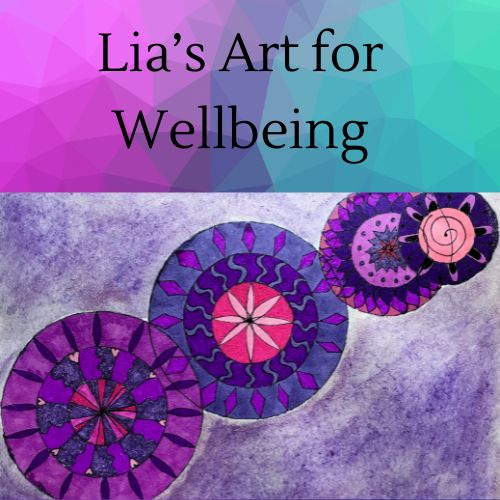 This promotes my business with a clear title of my business Lia's Art for Wellbeing