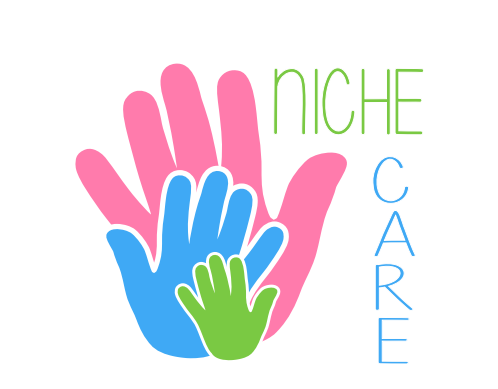 Niche Care logo - outlines of three hands stacked on top of each other