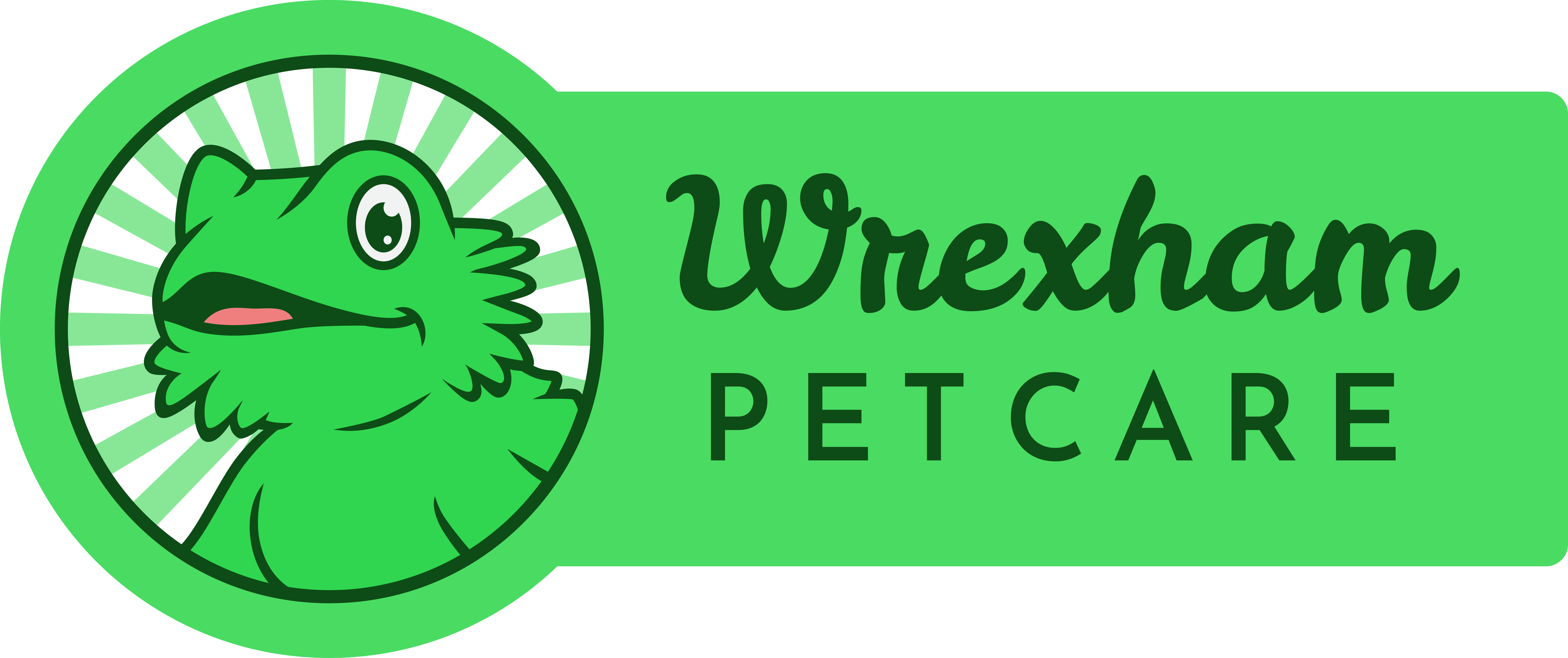 logo for Wrexham pet care on a green background