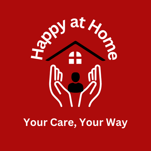 Logo, says Happy at Home, Your Care, Your Way