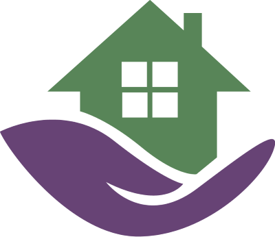 Charity logo using stylised graphic representing support to the home.