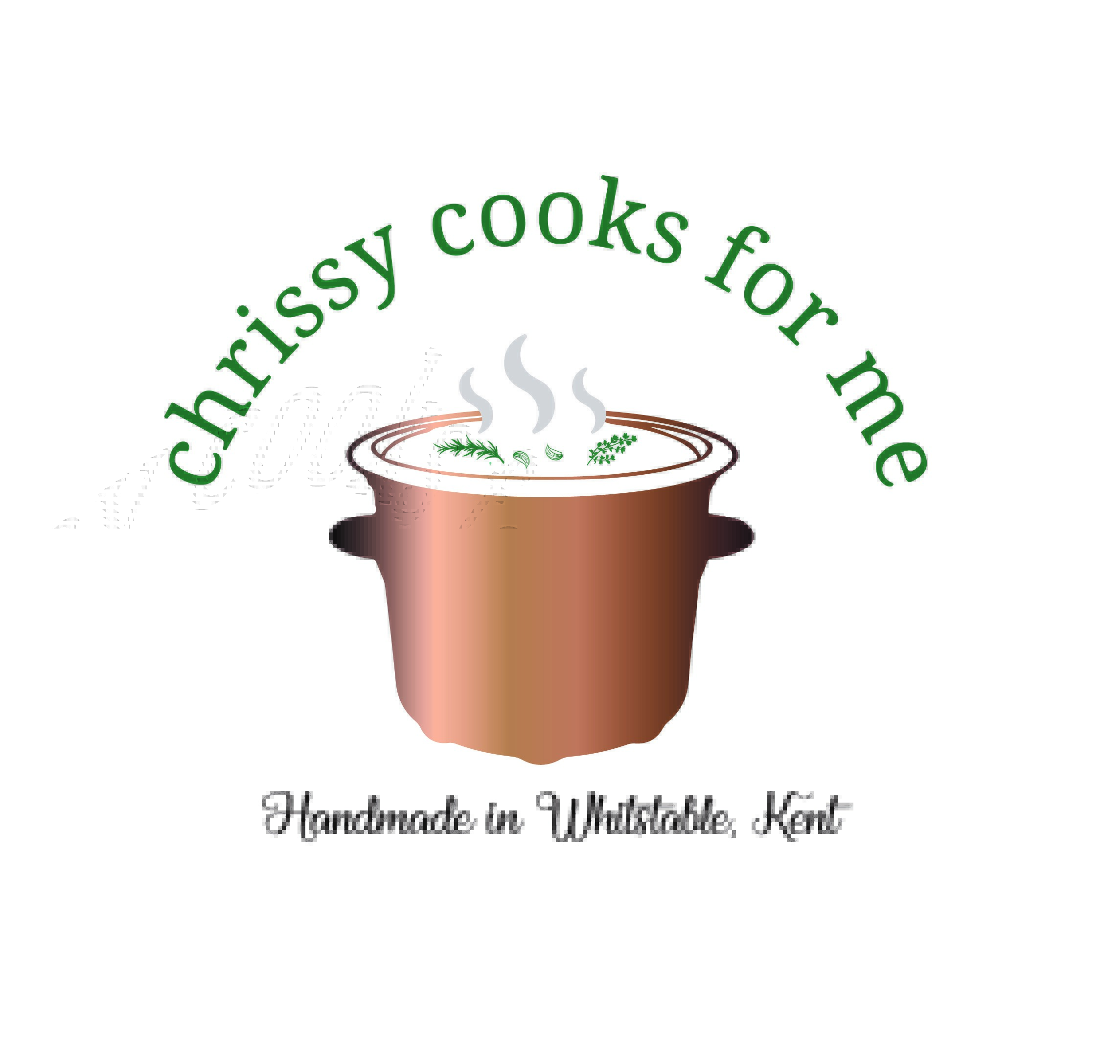 Company logo - an icon of a boiling pot of food with our company name on top and 'Handmade in Whitstable, Kent' underneath