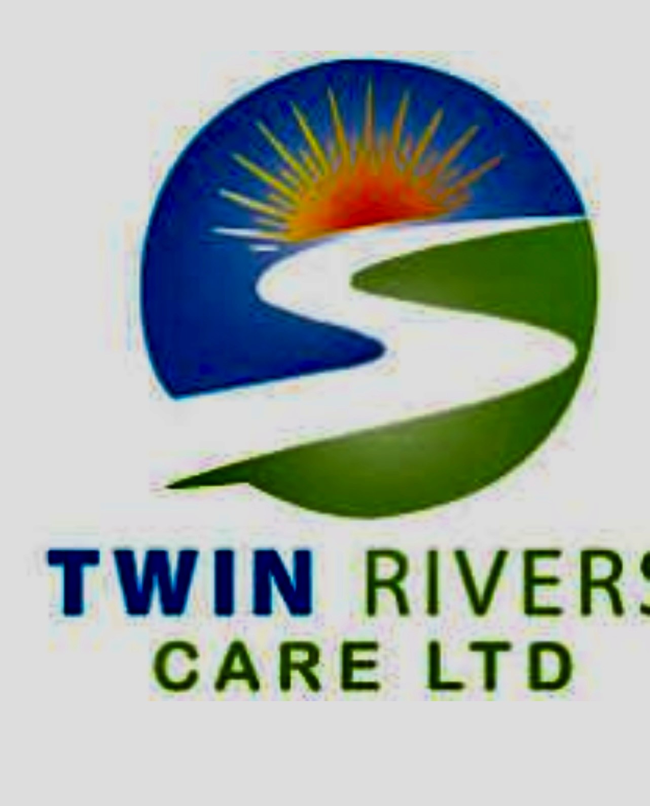 company logo: a circle logo with winding white path with green below and blue sky with sunrise and stylised text of company name below in blue and green