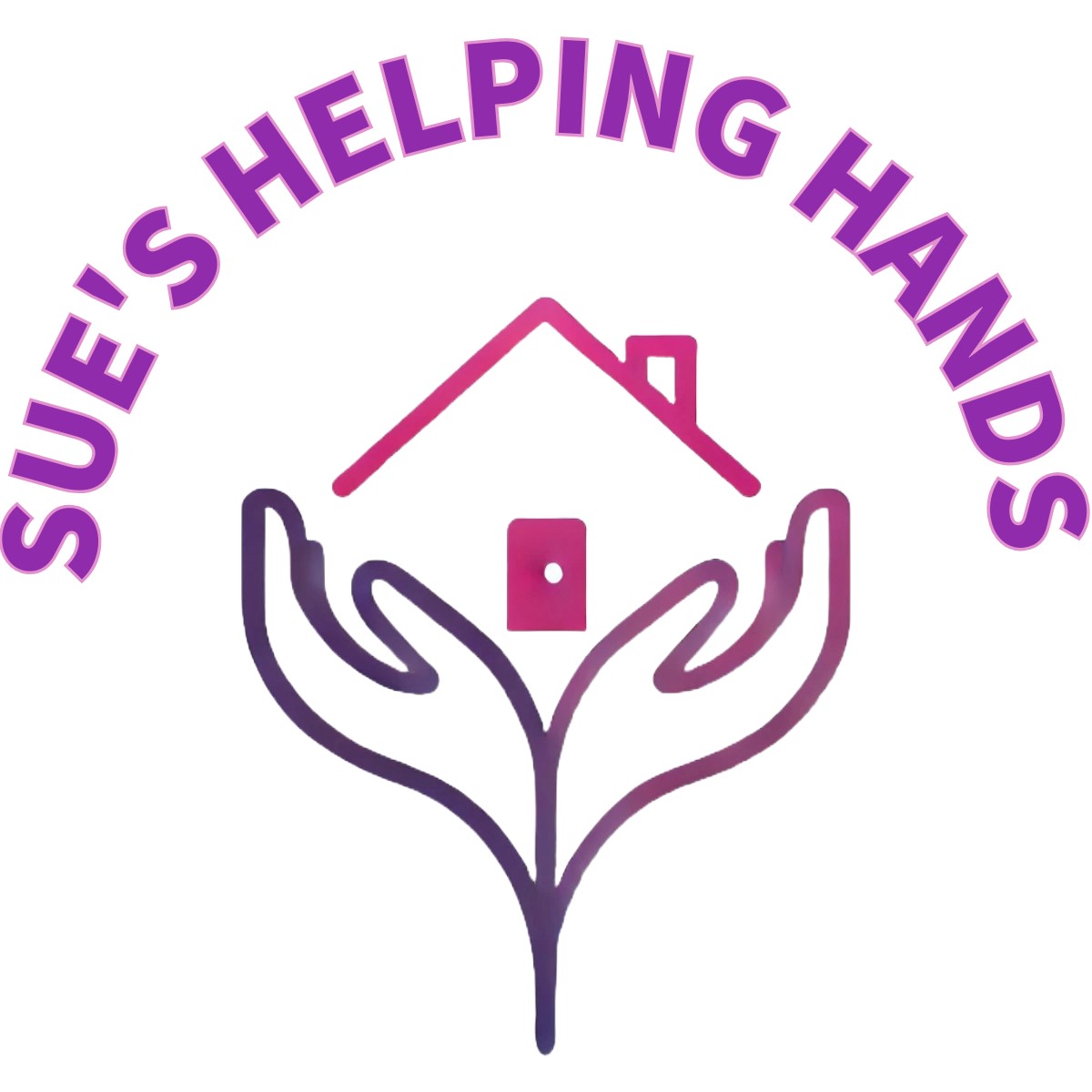 Company logo, a stylized graphic representing my company's name  in bold letting, accompanied by icon of hands wrapped around a house.