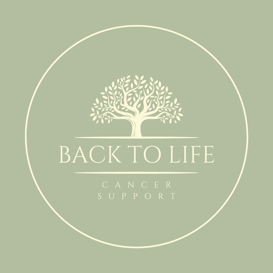 Company logo with a tree picture and the words Back to Life Cancer Support
