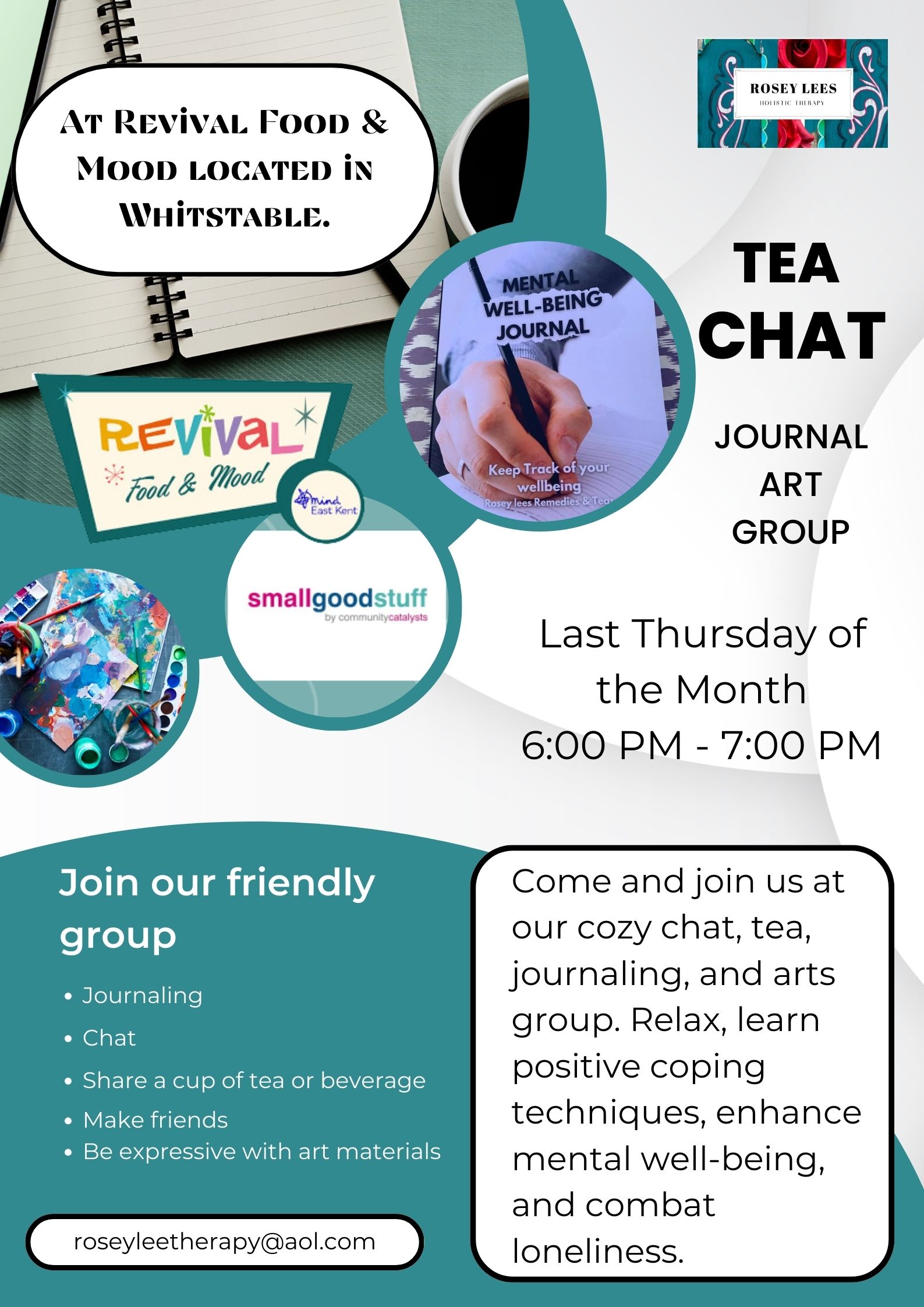 Journaling  chat Tea wellbeing support group