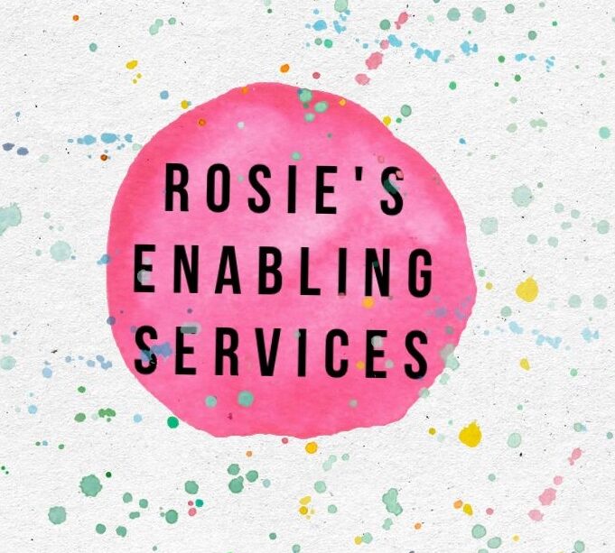Company logo: A stylized graphic representing our company's name in bold lettering: Rosie's Enabling Services