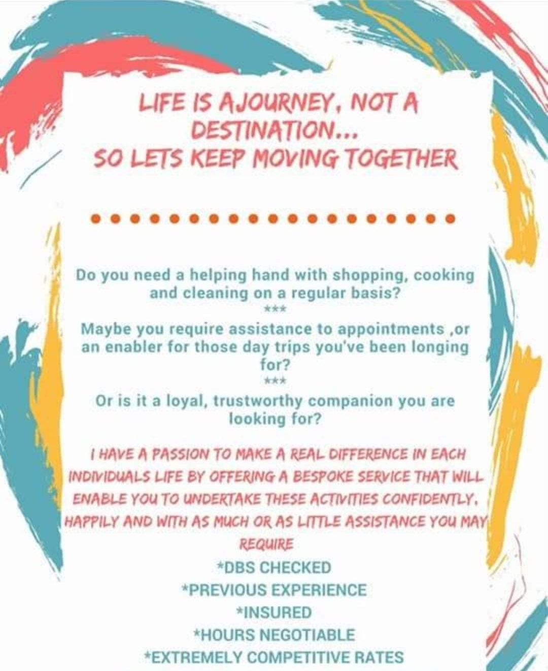 A leaflet of advertisement for the services offered 