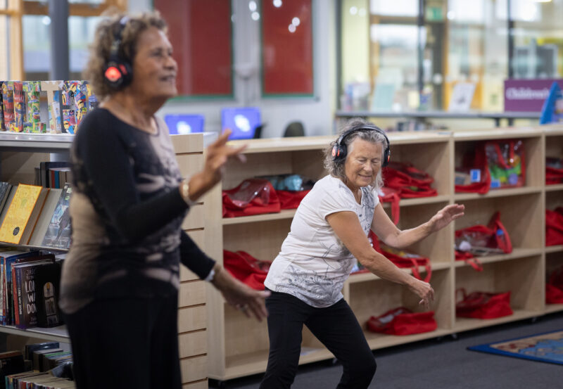 Women dancing at silent disco
