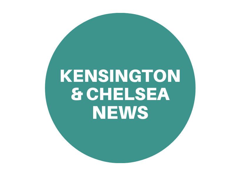 Green circle reading 'Kensington & Chelsea News'