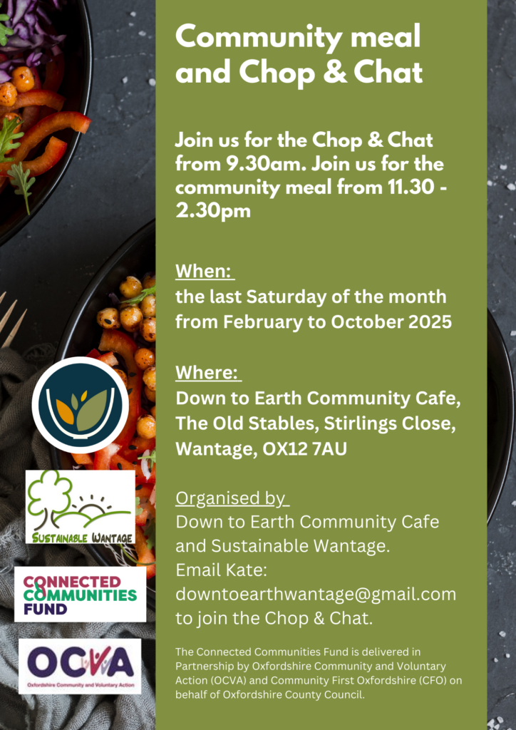 Community meal and Chop & Chat flyer