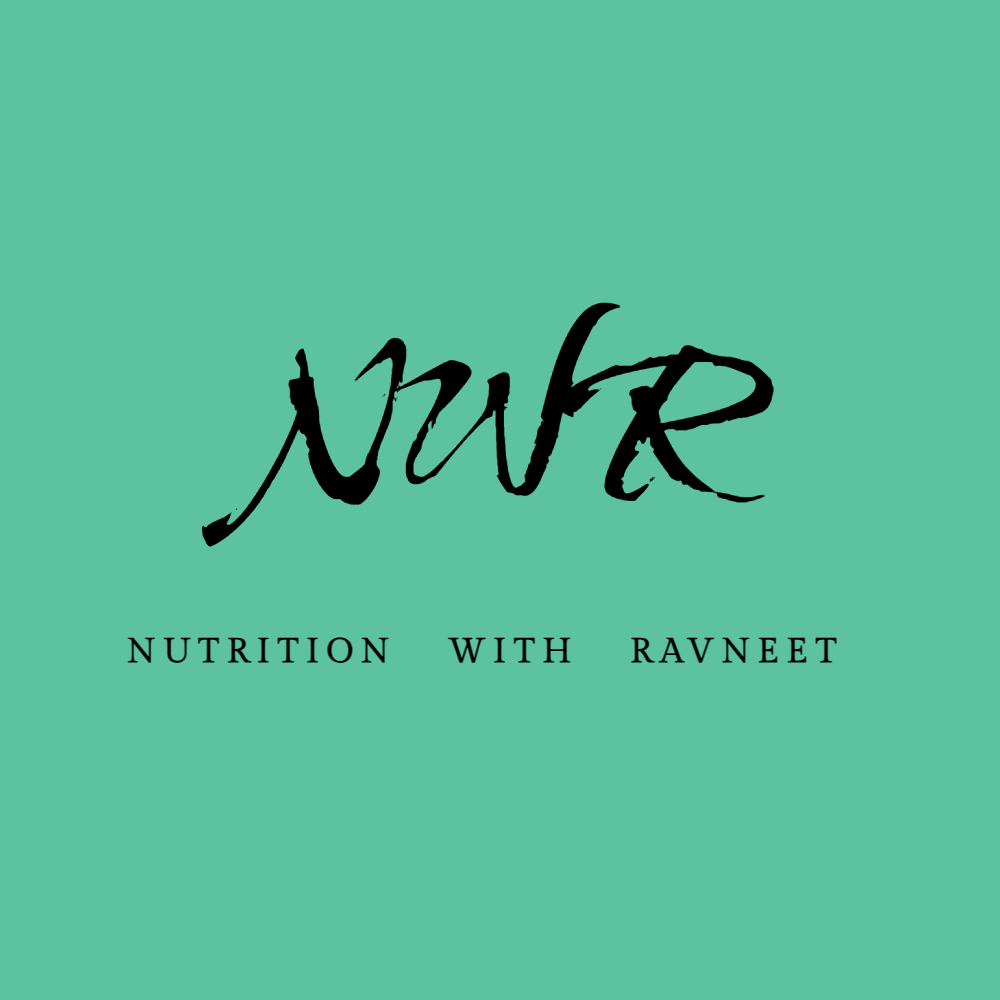 Company logo, green background and NWR nutrition with Ravneet in black lettering