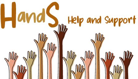Company logo. Stylised graphic representing companies name and hands reaching