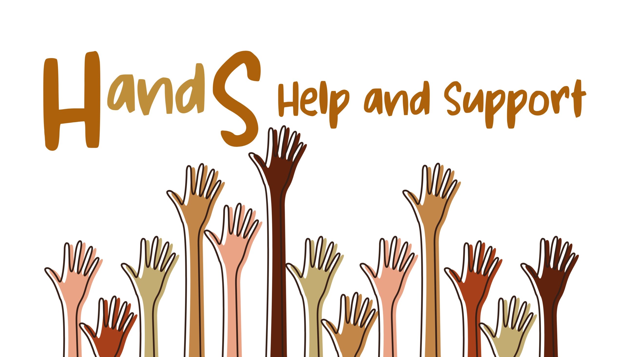 Company logo. Stylised graphic representing companies name and hands reaching