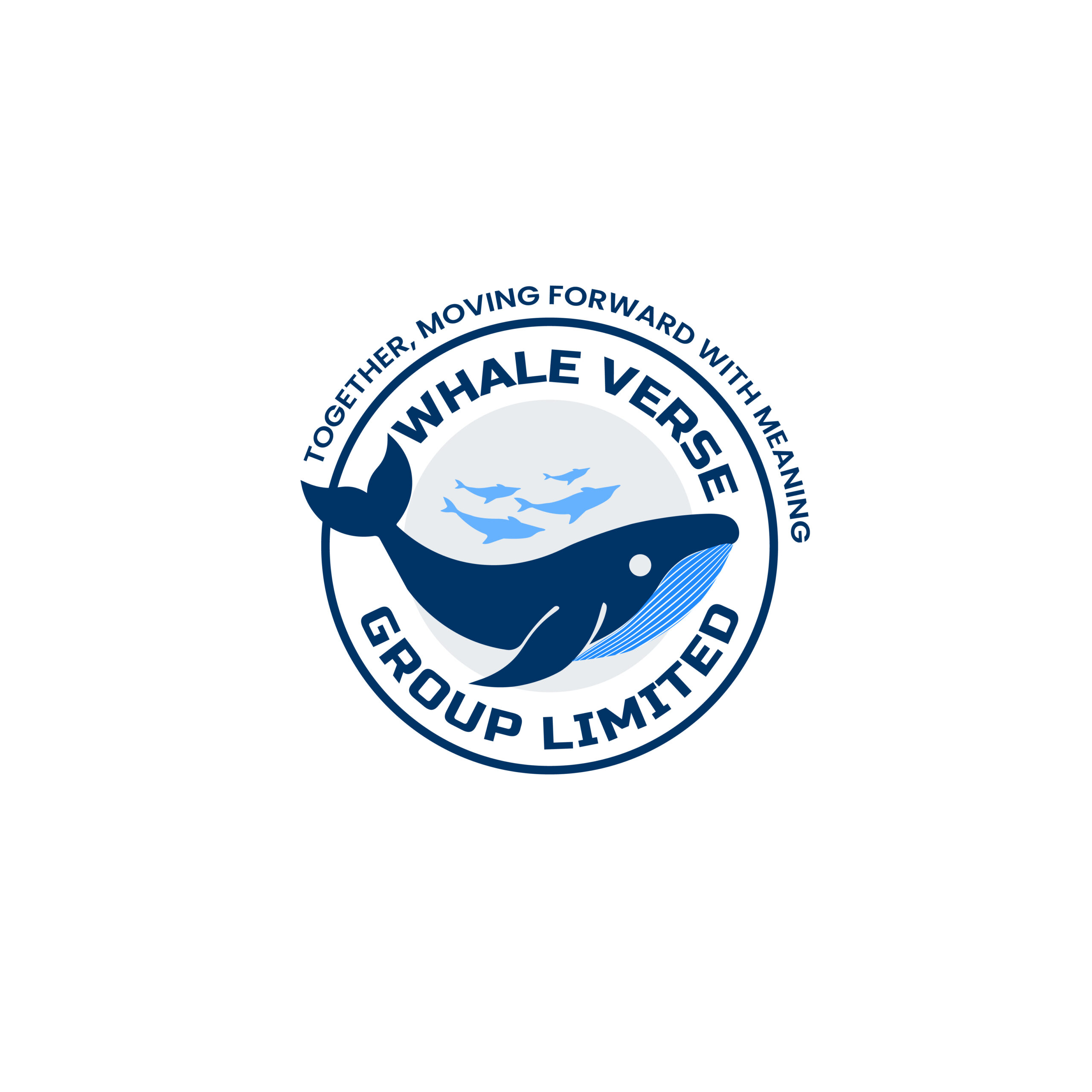  A stylised whale graphic curving upwards, symbolising support and movement, with the company name “Whale Verse Group Ltd” in clean, bold lettering beneath. The design reflects calm, trust, and forward progression.