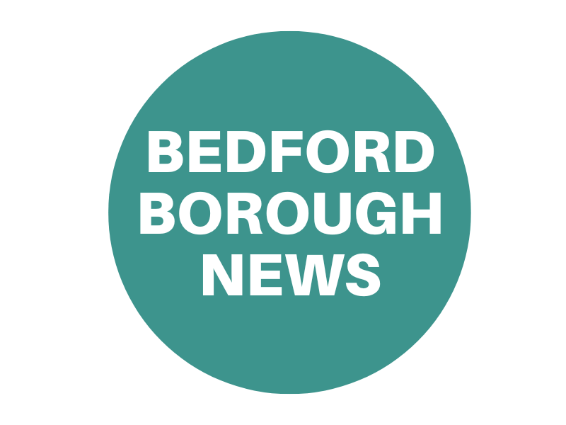 Green circle reading 'Bedford Borough News'