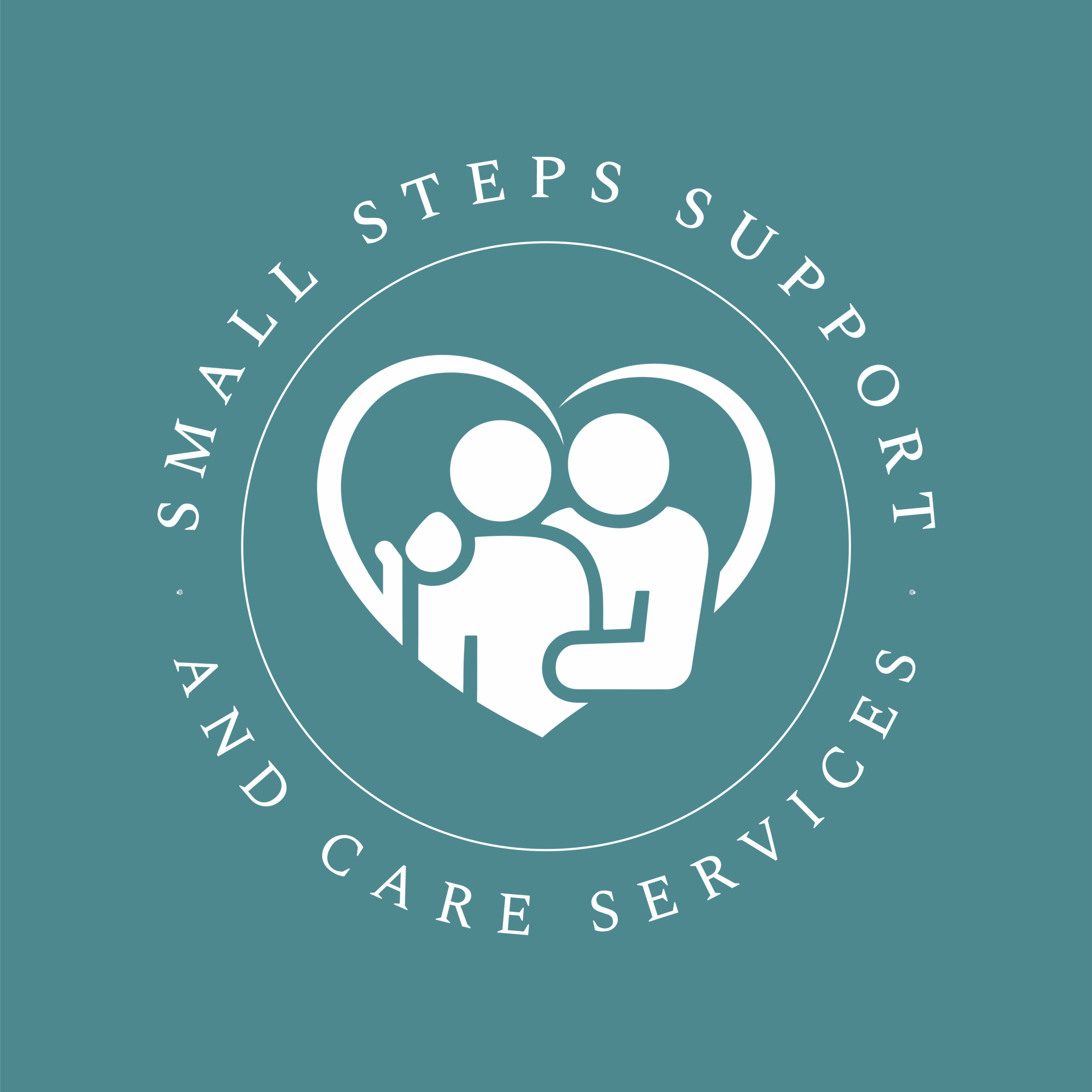 Company Logo: A graphic depicting two adults in a caring position surrounded by a heart with the company name surrounding the heart.