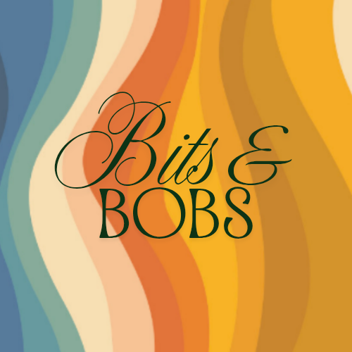 Company logo: a multicolour wavy background displaying 'bits and bobs' in the centre 