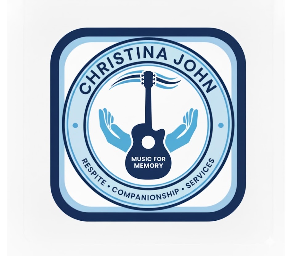 Logo with an image of a guitar and company name