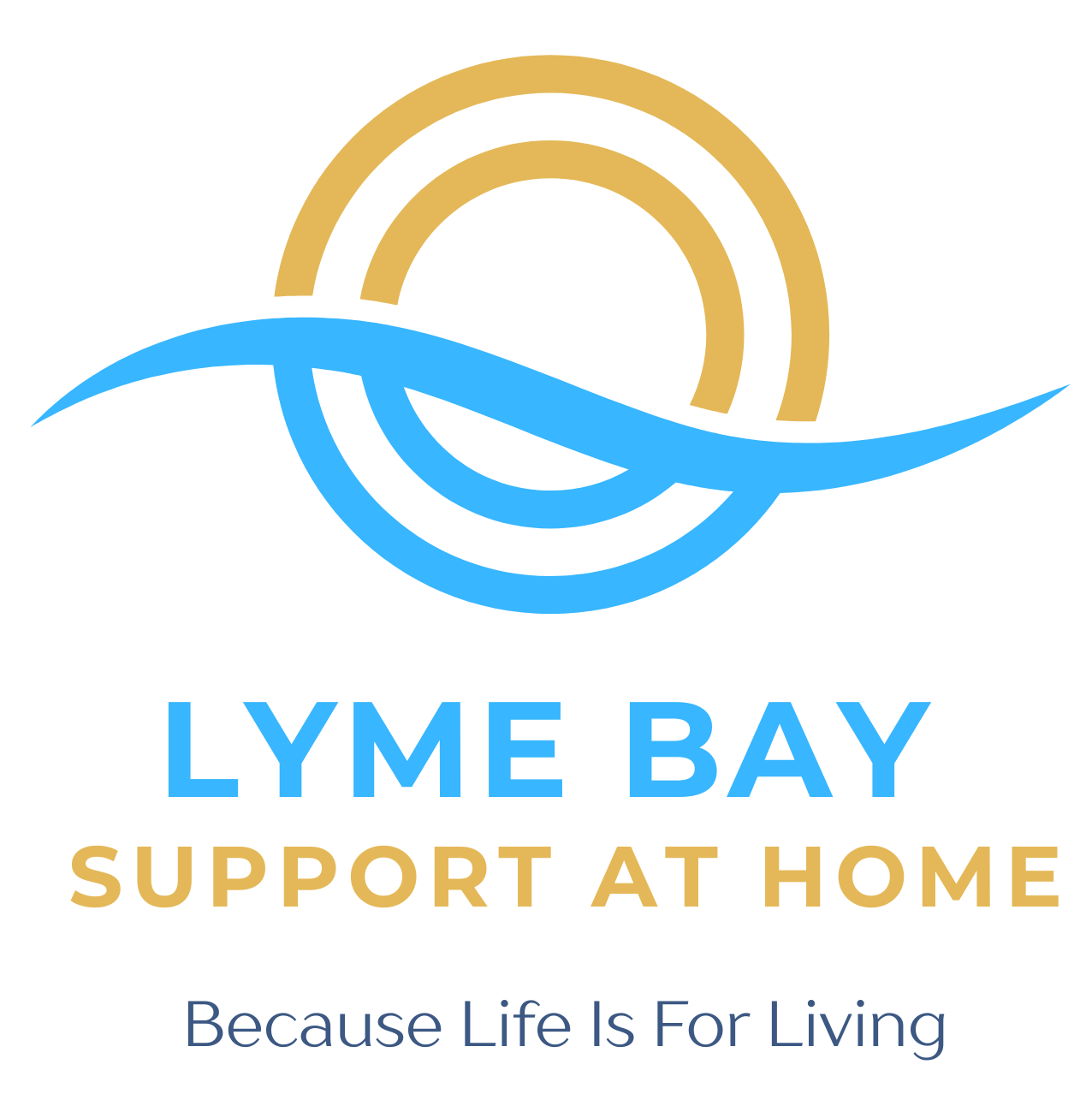 Company logo: A stylized graphic representing our company's name in bold lettering, with a yellow and blue sun with a wave through it representing the coast"