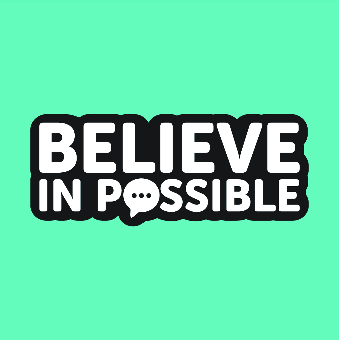 Believe in Possible logo – teal and white design featuring a rising star icon symbolising growth, confidence, and self-belief for young people aged 16+.