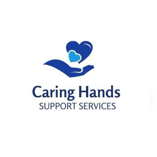 Company logo: A stylized hand holding a heart above the name “Caring Hands Support Services,” representing compassionate care and support.